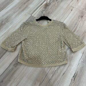 Veronica Beard Gold Embellished Top